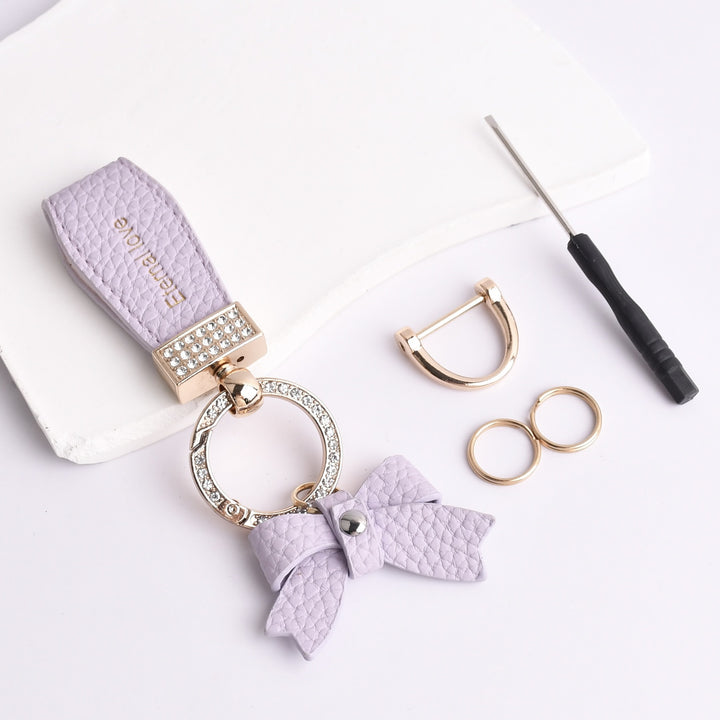 Bow diamond keychain ladies bag decorations pendant