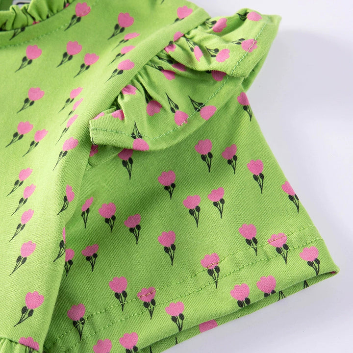 Girls Tulip Print Short Sleeve Dress