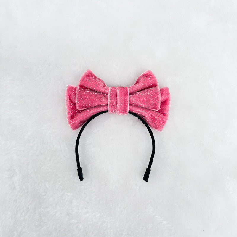 Mini Velvet glitter bow headband for labubu dolls