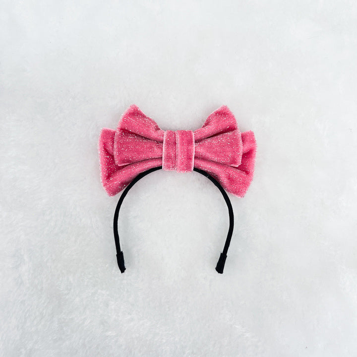 Mini Velvet glitter bow headband for labubu dolls