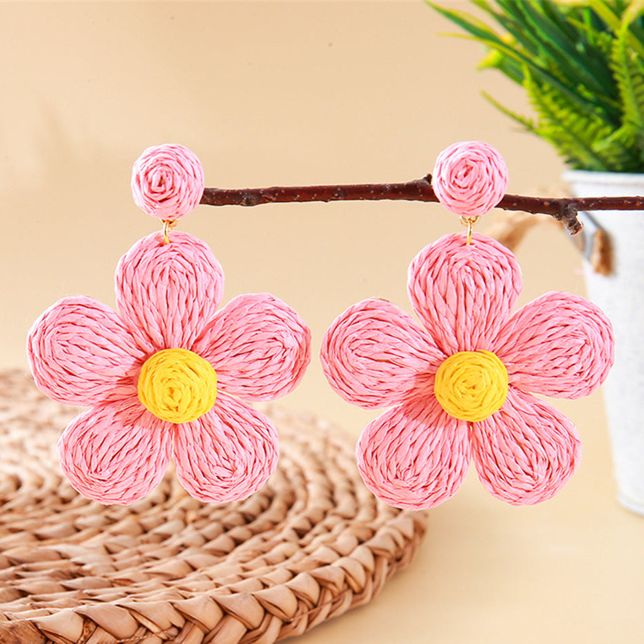 Boho Hand-woven Flower Earrings for Women
