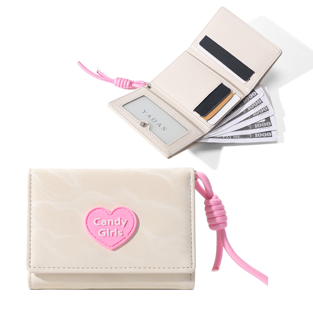 Candy girl PU leather tri-fold coin purse wallet