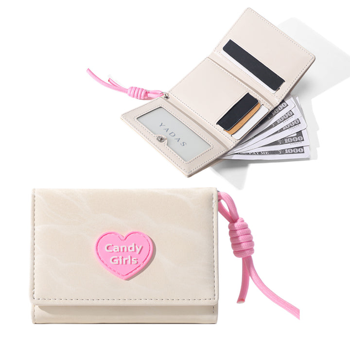 Candy girl PU leather tri-fold coin purse wallet