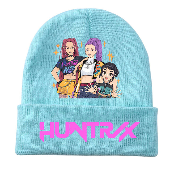Kpop Demon Hunters knitted beanie hat-blue