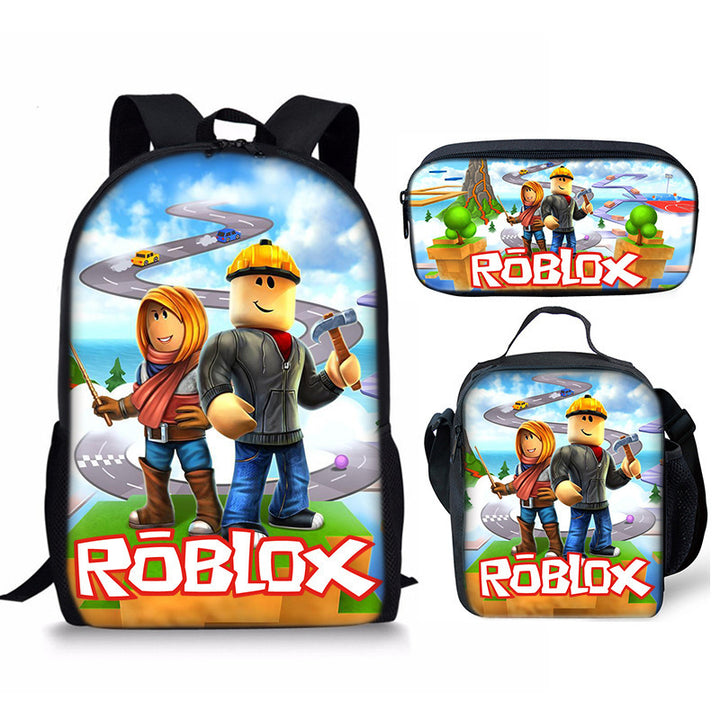 Roblox theme schoolbag students backpack 3pcs set