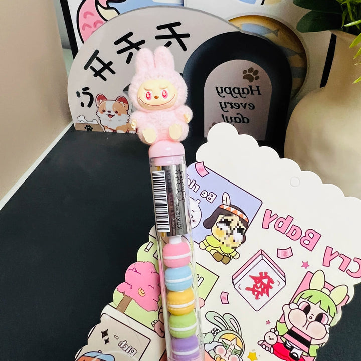 Labubu flocking deco gel pen cute student creative labubu pen