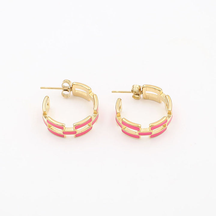 Hollow chain oil drop Hoops earrings