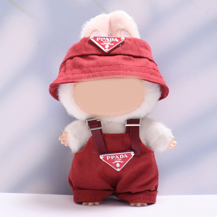 Labubu designer overalls&bucket hat set dolls clothe