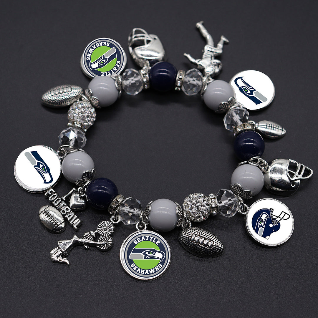 Football Game Day Alloy pendant beaded bracelets