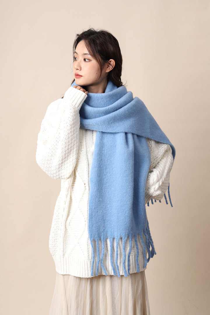 Solid color large warm scarf  windproof velvet shawl scarf