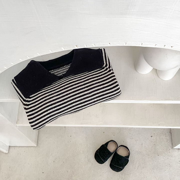 Baby Boys striped POLO lapel knitted sweater