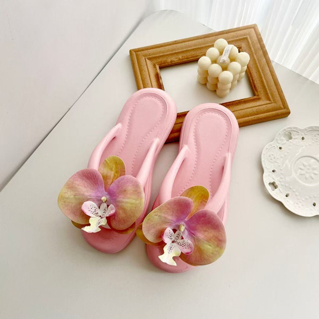Phalaenopsis flip flops women's flower beach slippers