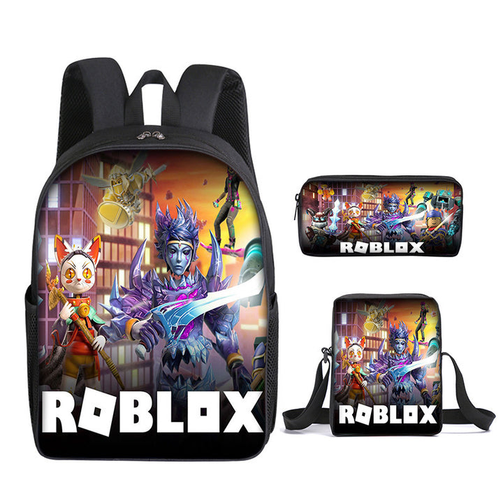 Roblox theme schoolbag students backpack 3pcs set