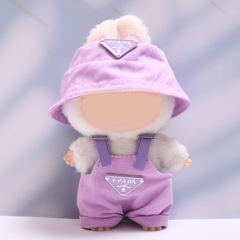 Labubu designer overalls&bucket hat set dolls clothe