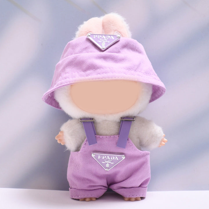 Labubu designer overalls&bucket hat set dolls clothe
