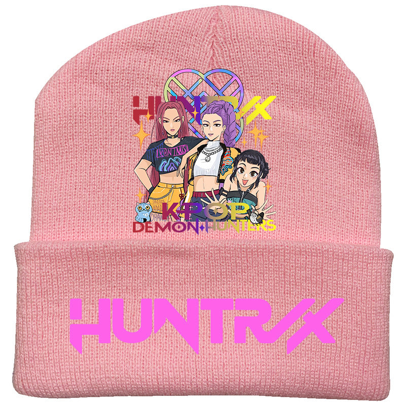 Kpop Demon Hunters knitted beanie hat-pink