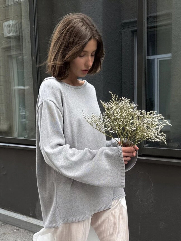 Pure cotton loose lazy backless knitted sweater