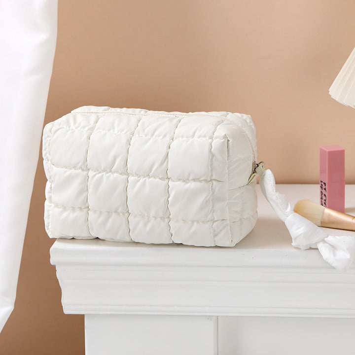 Puffer cosmetic bag portable pillow storage bag