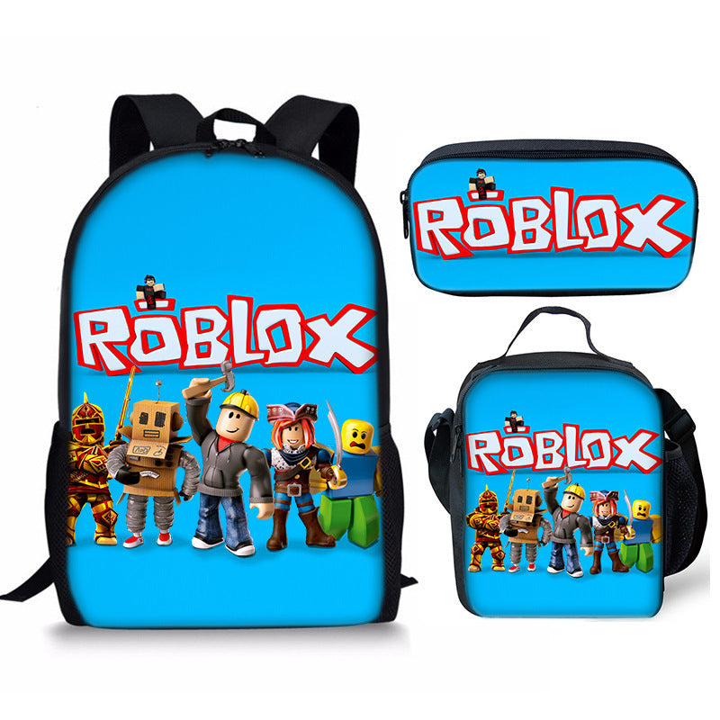 Roblox theme schoolbag students backpack 3pcs set