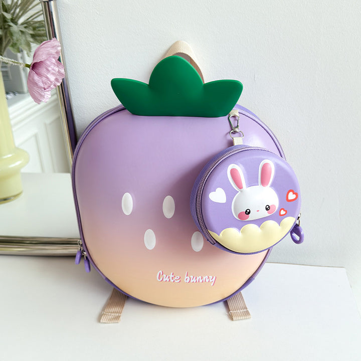 Cute strawberry shape choolbag children's fruit backpack