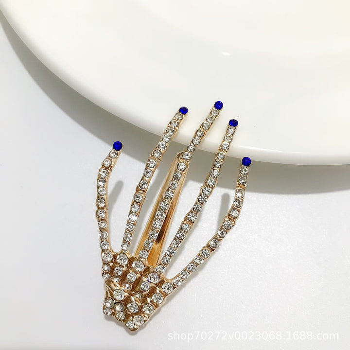 Halloween  diamond Skeleton Hand Hair Clip