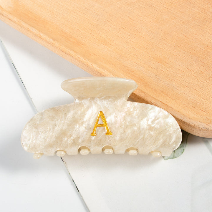 Gold letter acrylic hair shark clip for women