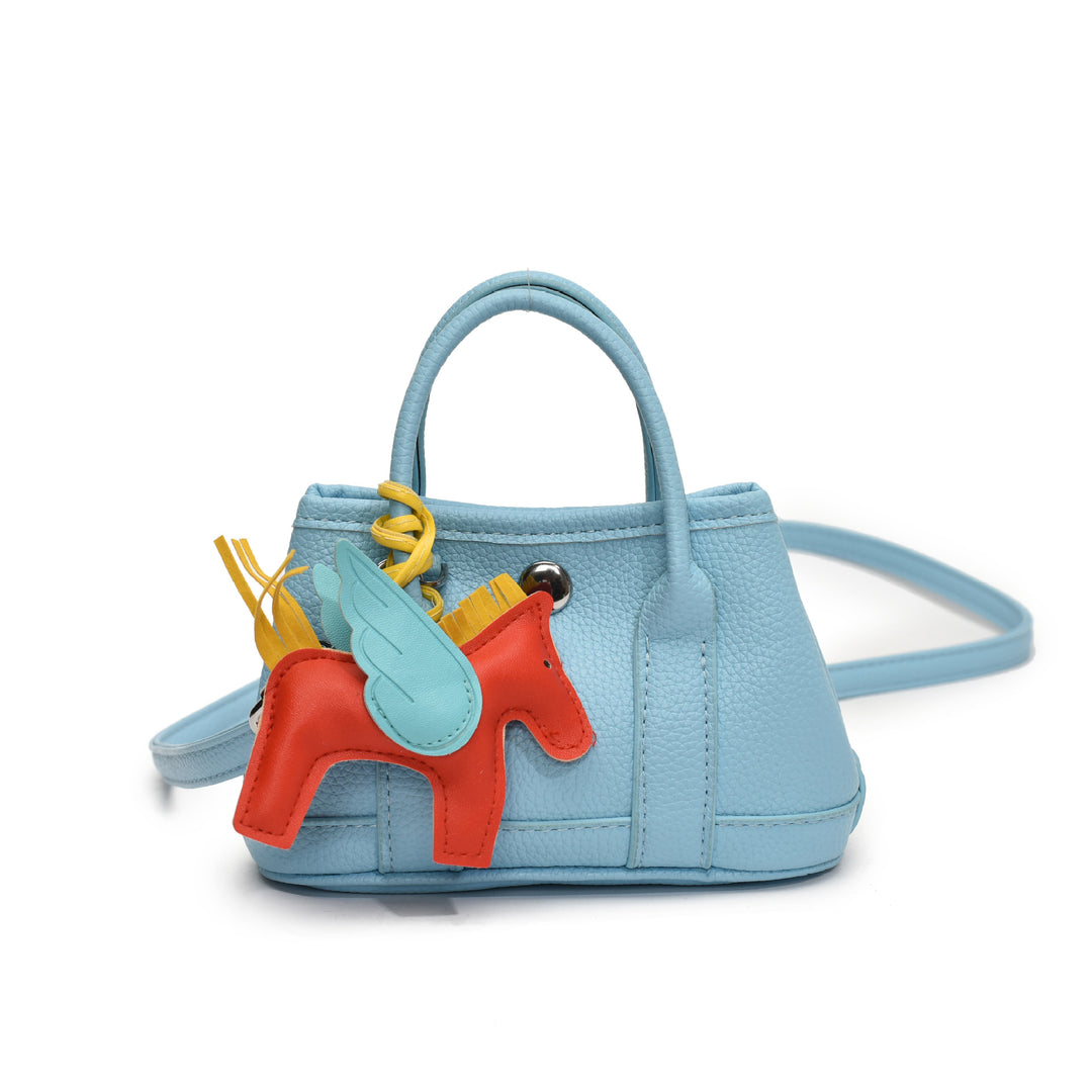 Lychee pattern mini crossbody bag with pony pendant