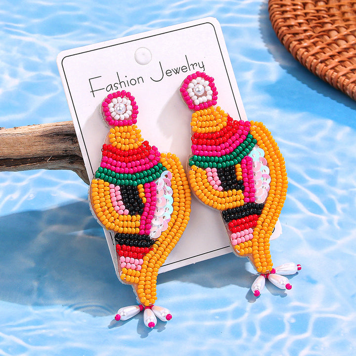 Boho Beaded earrings creative conch crab lobster rice bead earrings