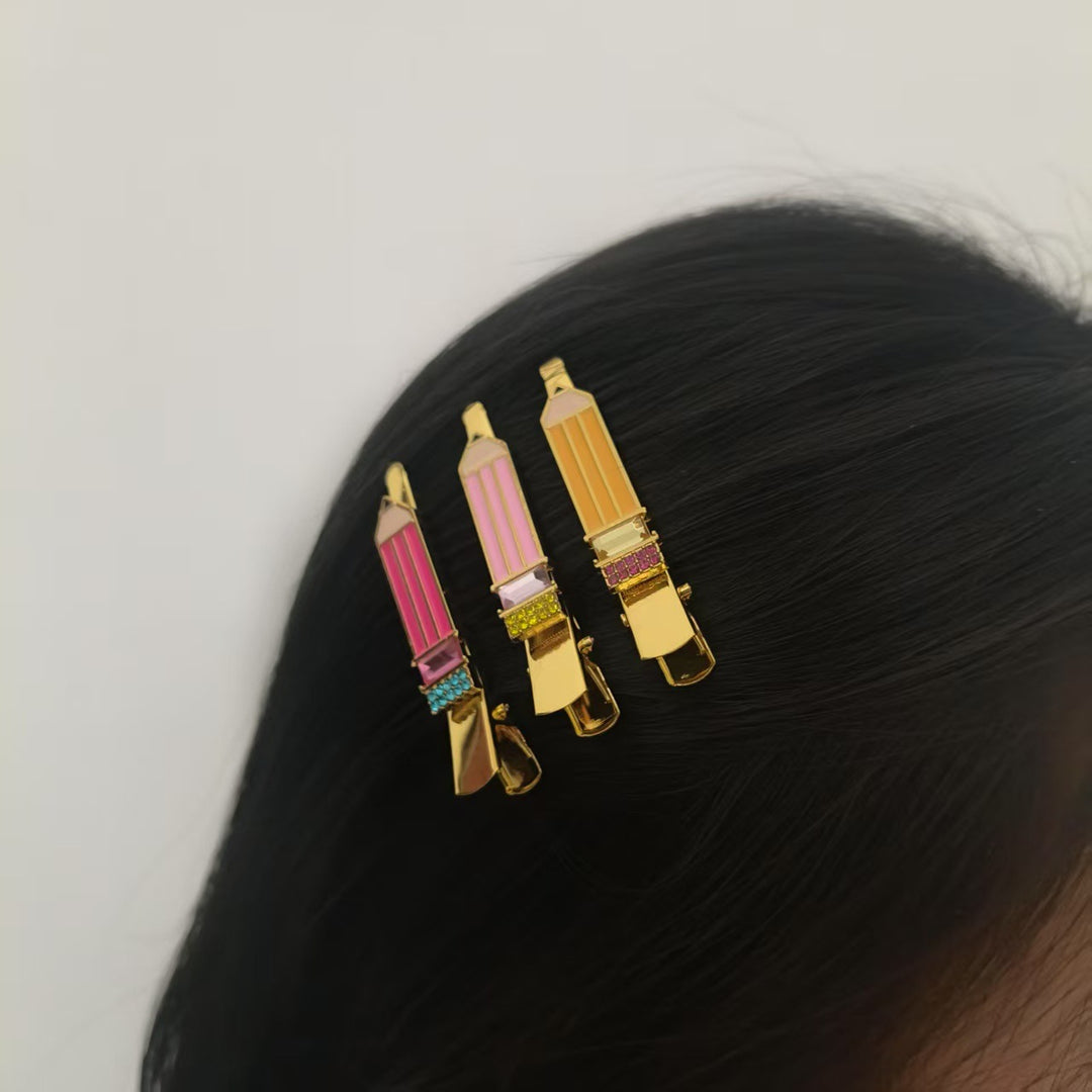 Back to school pencil diamond duckbill clip Teacher's Day gift