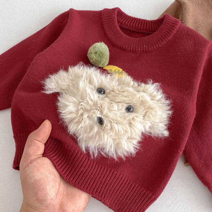 Baby Furry Puppy Pattern Knitted Sweater&Pants 2pcs Set