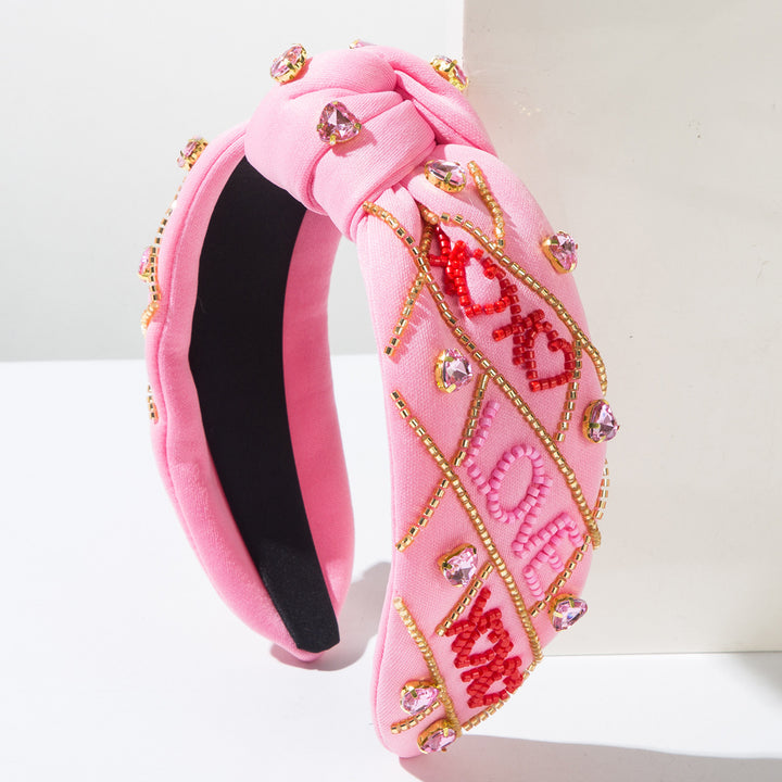 Valentine's day Hand-sewn xoxo LOVE beaded Headband
