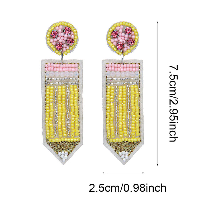 Teacher letter rice bead earrings Teacher's Day gift