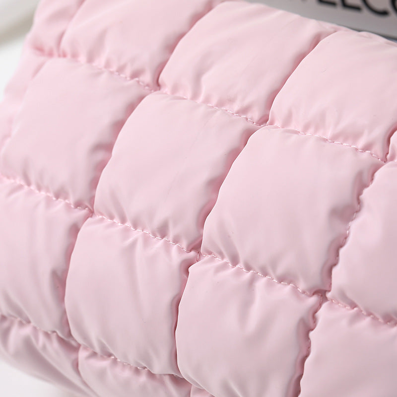 Puffer cosmetic bag portable pillow storage bag