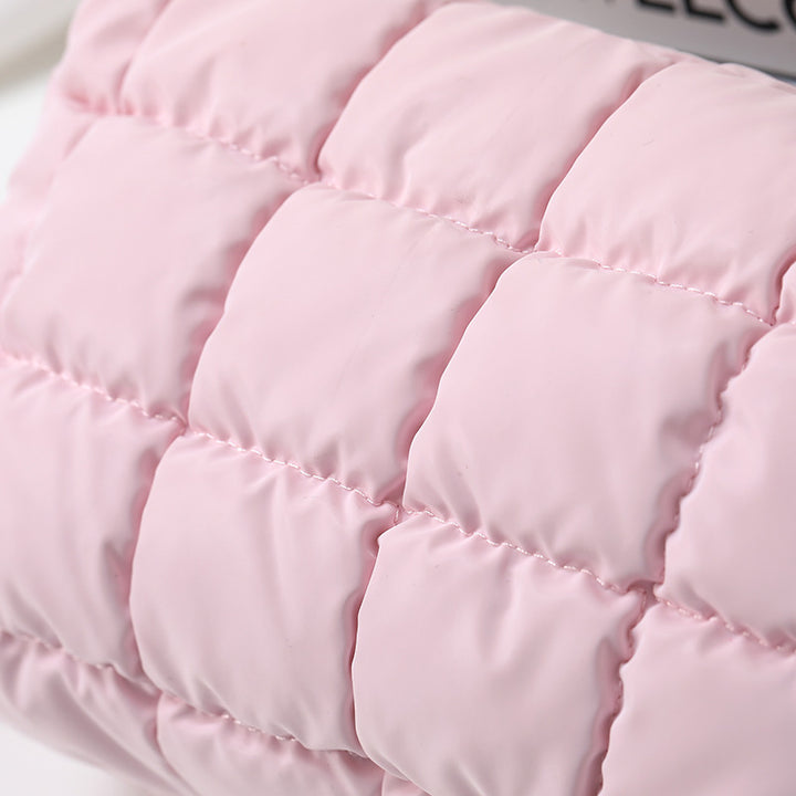 Puffer cosmetic bag portable pillow storage bag