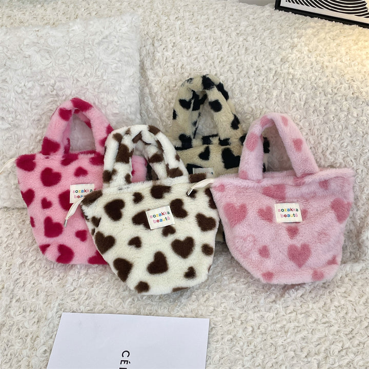 Plush furry small handbag for winter