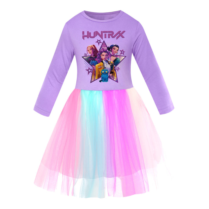 KDH K-pop inspired long sleeve tulle dress for girls