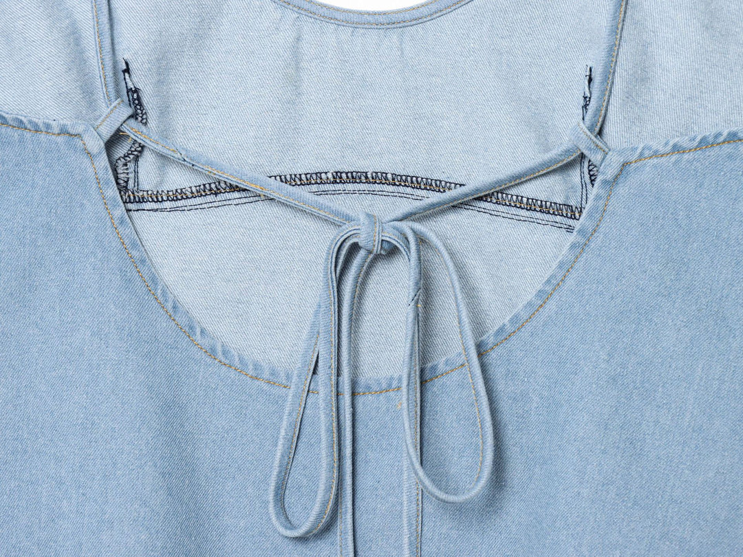 Camisole Bow Top&Mid-Rise Jeans 2pcs set