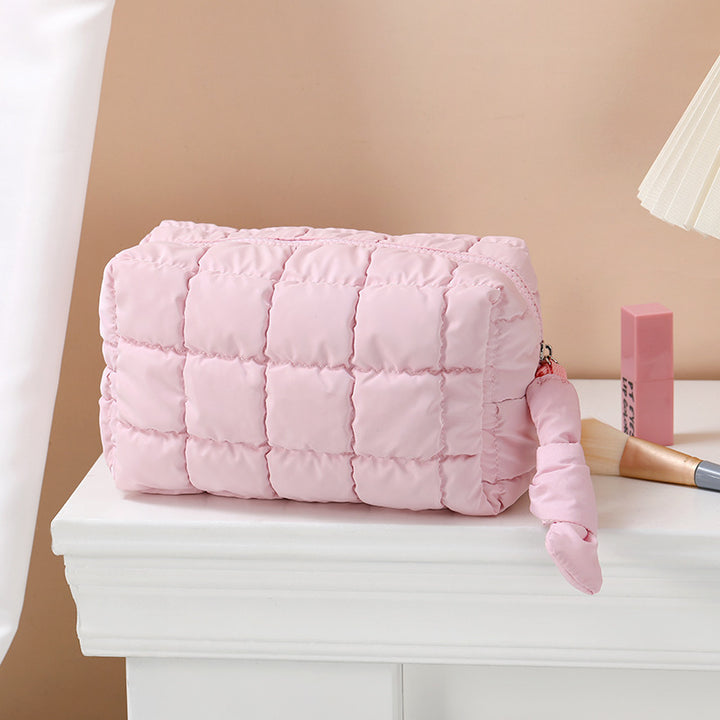 Puffer cosmetic bag portable pillow storage bag