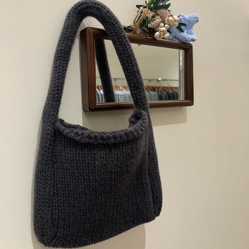 Wool knitted small handbags crocheted thick needle handbags
