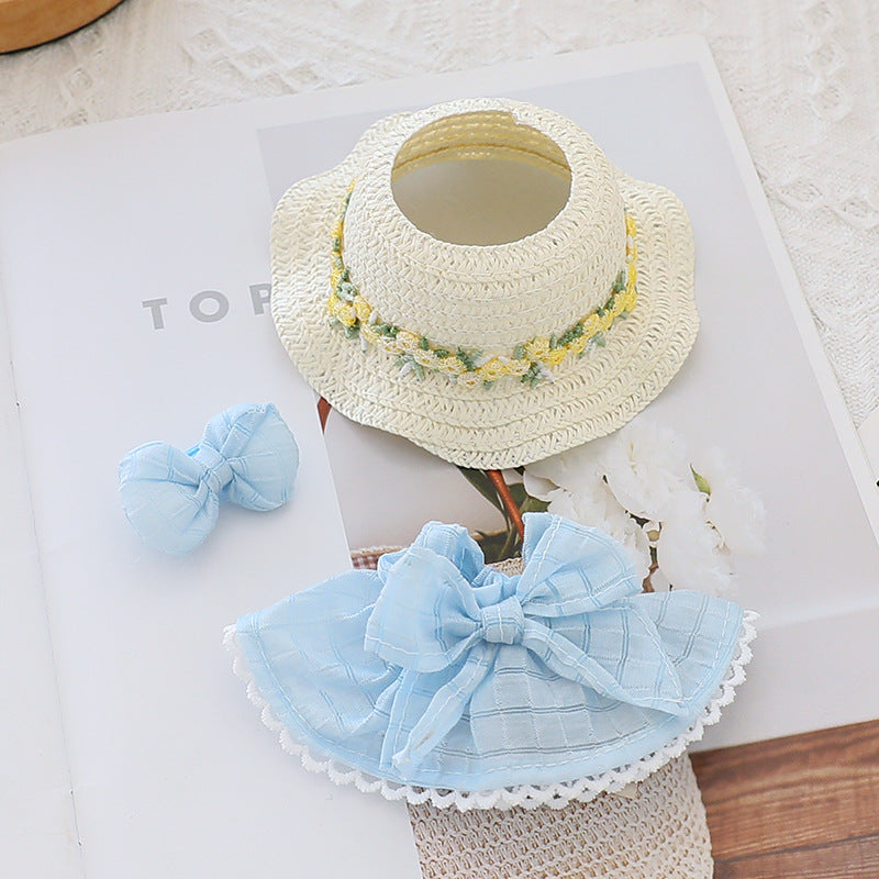 Labubu princess dress with straw hat doll clothes