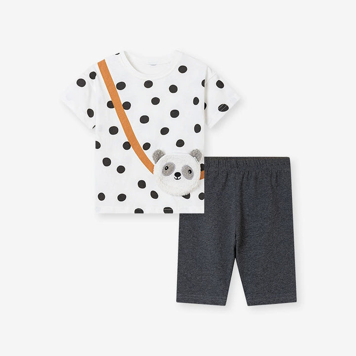 Cute Panda Short Sleeve short set for girls