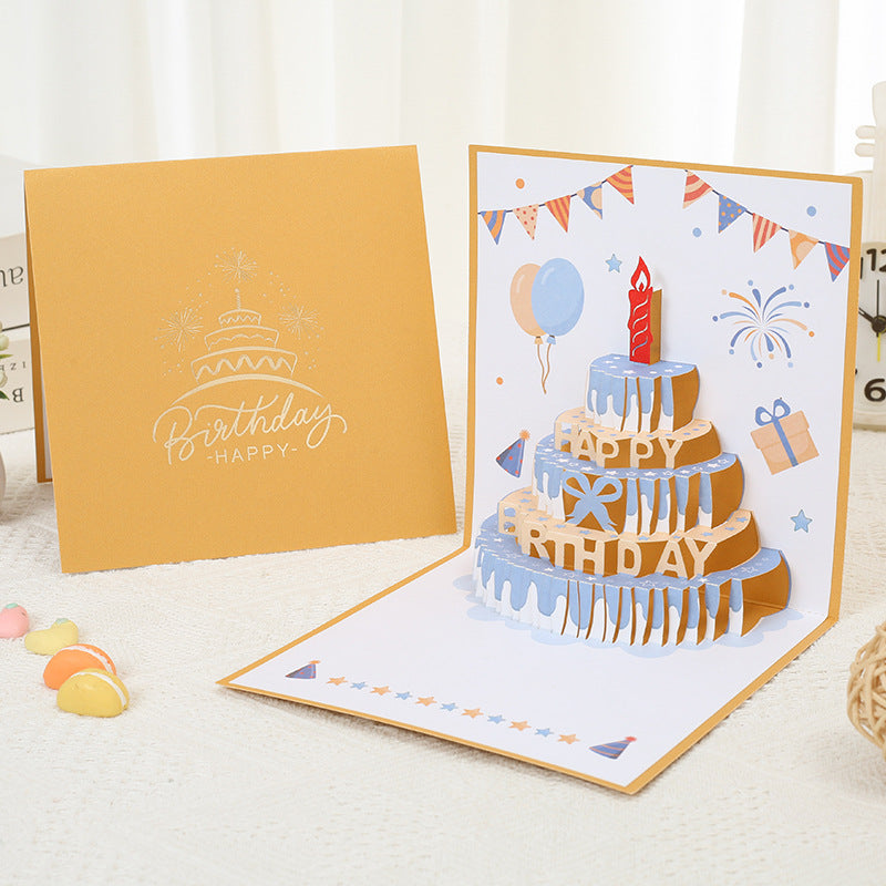 3D colorful birthday cake birthday card