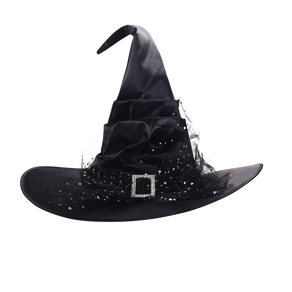 Halloween Mesh sequin Witch Hat Halloween Party Witch Hat
