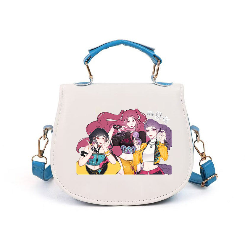 Kpop Demon Hunter small PU handbag shoulder bag-blue