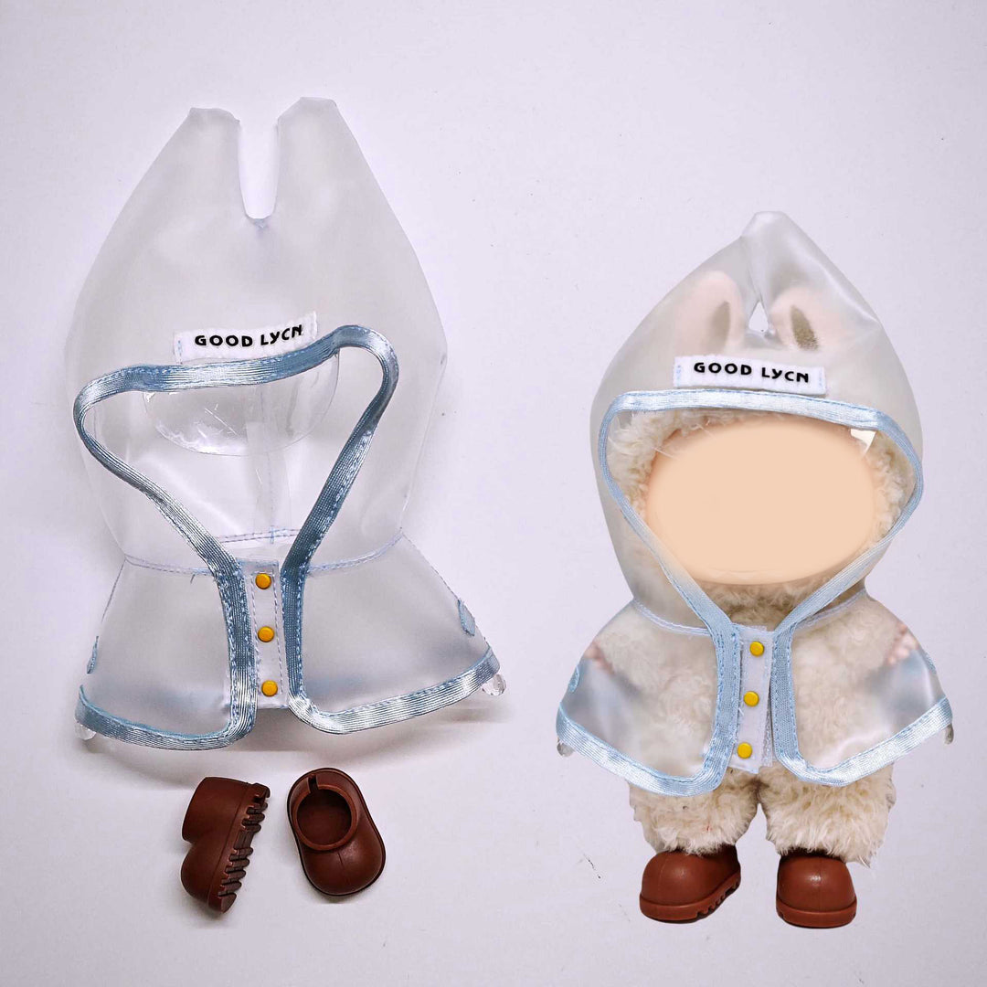 Labubu transparent raincoat&rain boots 2pcs set