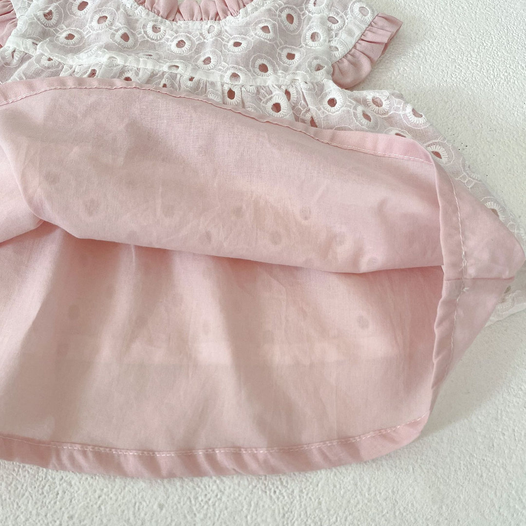Baby sweet pink cotton romper 2pcs set