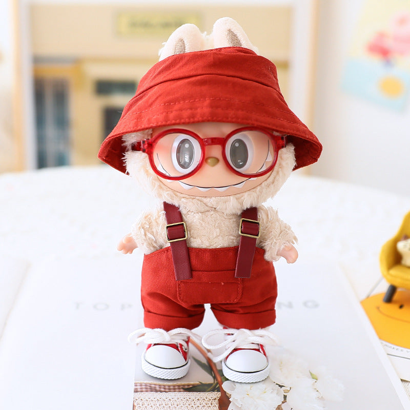Summer overalls 4pcs set for labubu dolls clothes