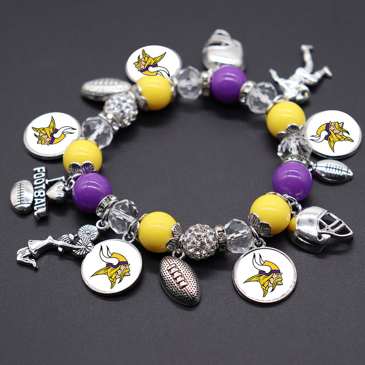 Football Game Day Alloy pendant beaded bracelets