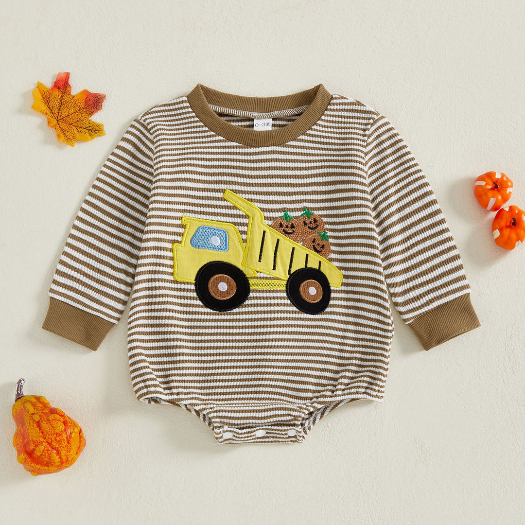 Baby waffle Halloween ghost embroidery sibling romper