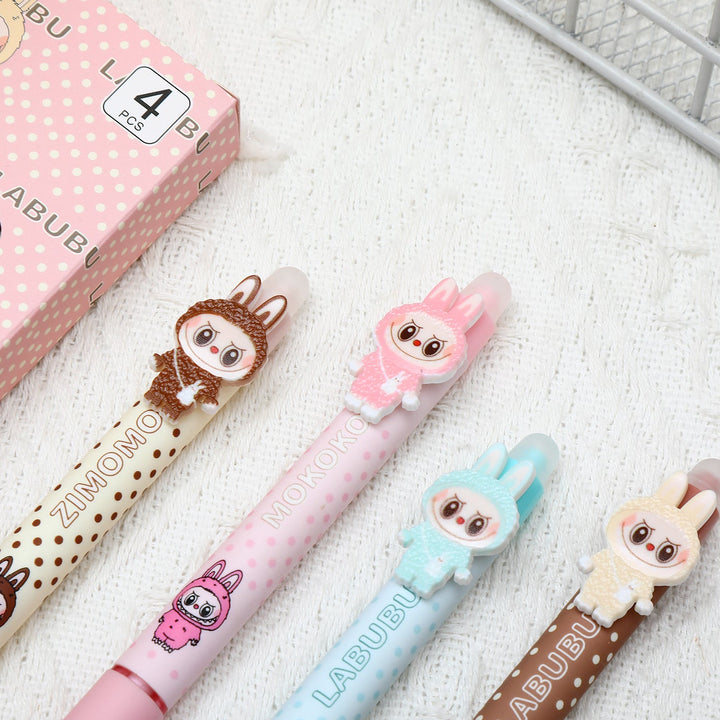 Cute monster patch erasable press gel pen -4pcs set